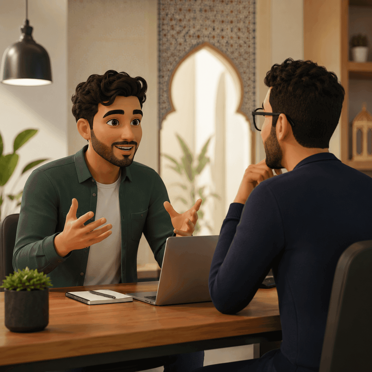 شخص يتحدث عن مشروعه